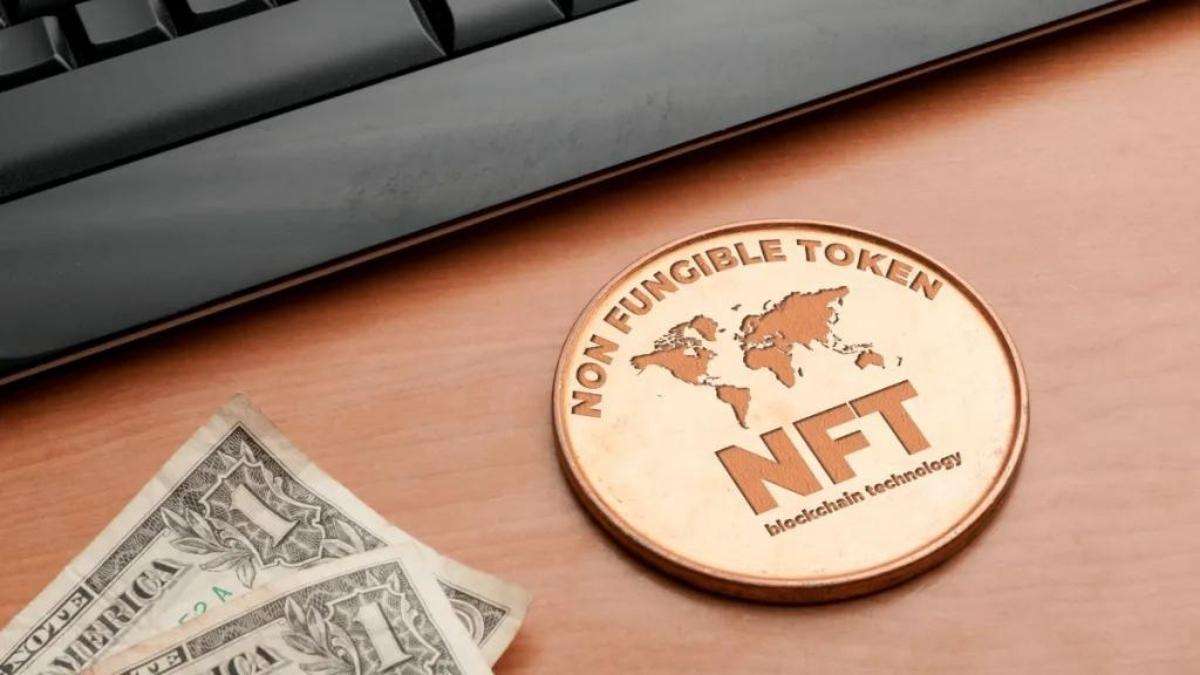 NFT coin and dollar bills