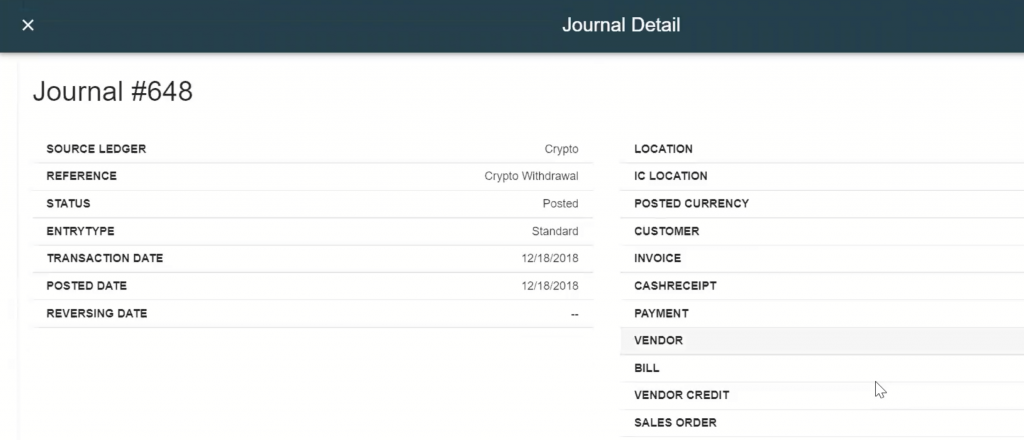 In this image you can see the journal detail page for the journal report that was just created