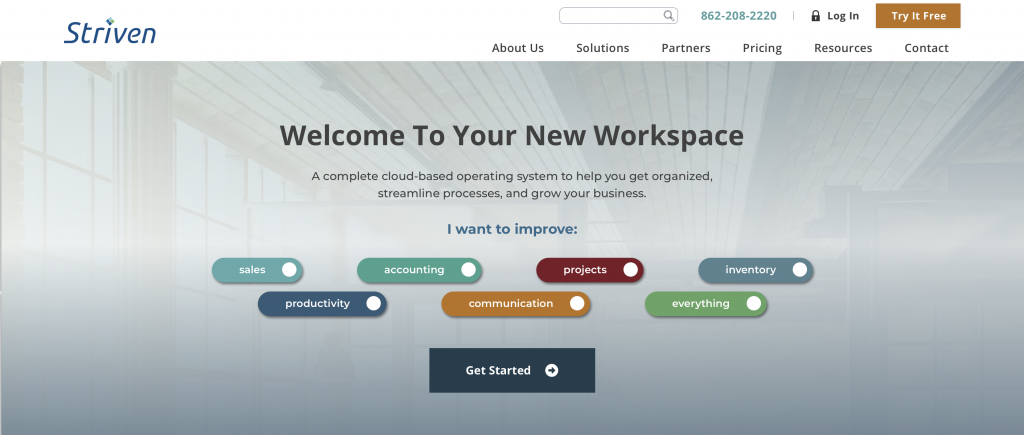 Striven home page, an accounting software for CPA firms