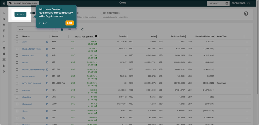 Coins as Digital Assets Demo
