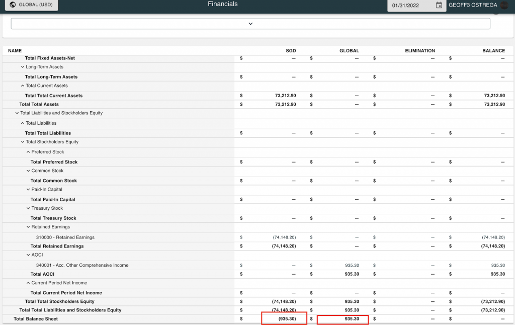 Consolidated View In the SoftLedger financials module