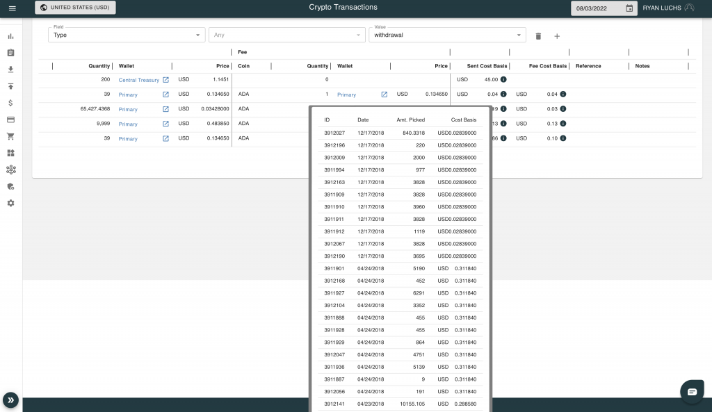 In this image SoftLedger adds a date and time stamp for each transaction