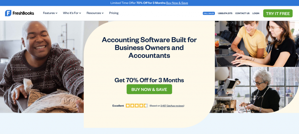 Freshbooks home page