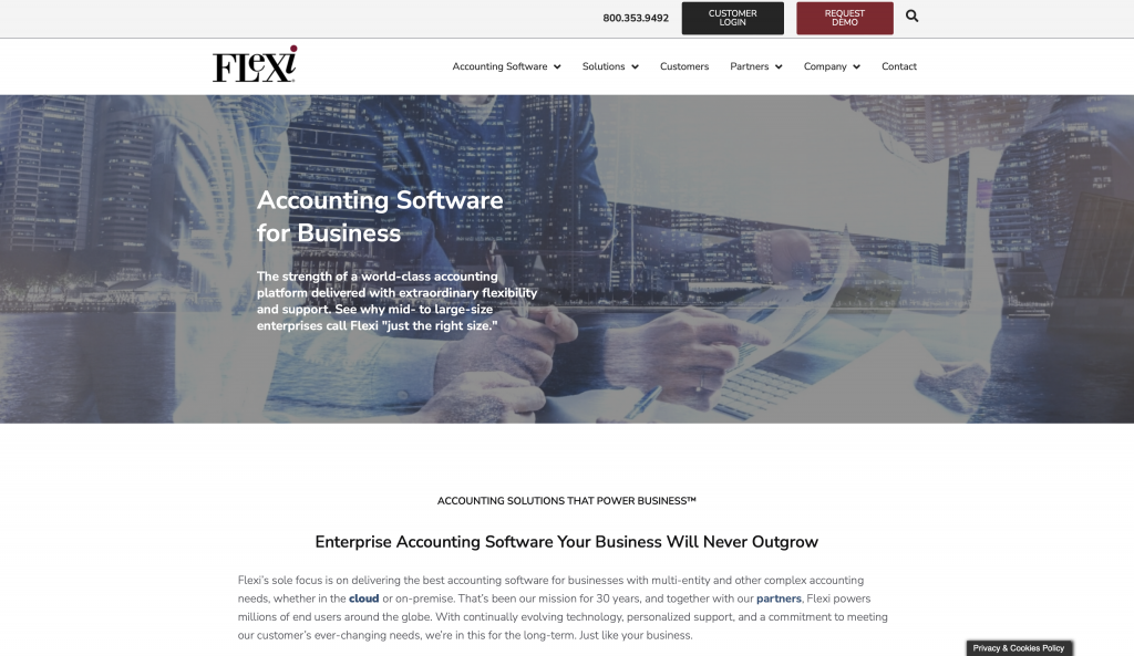 Flexi home page - multi-currency accounting software