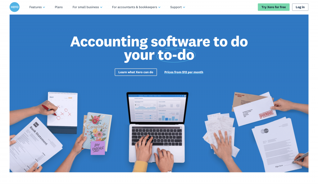 Xero home page