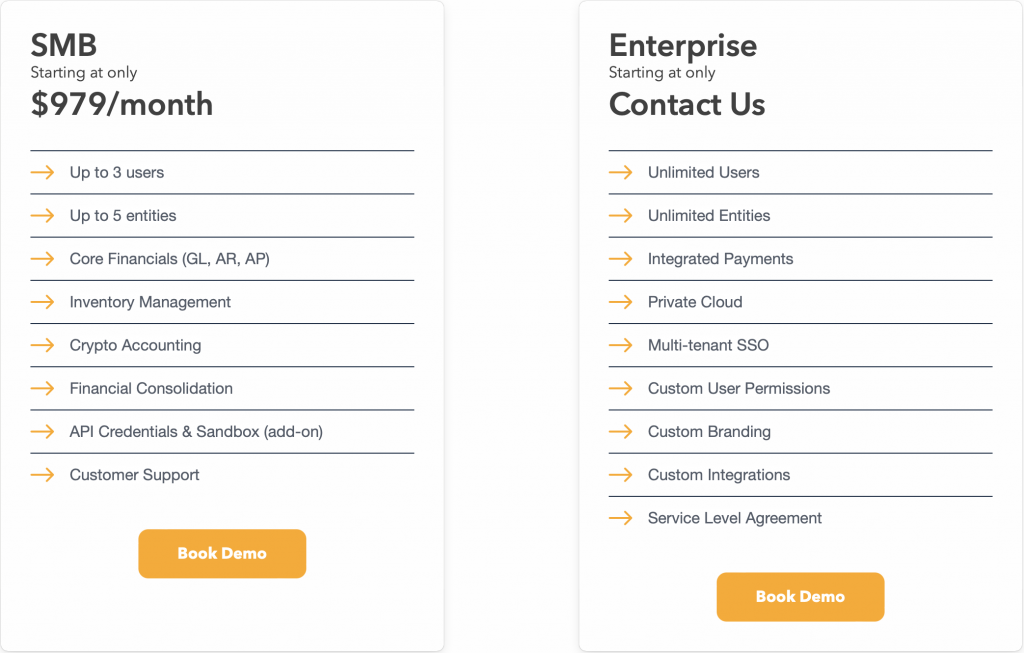SoftLedger Pricing Page
